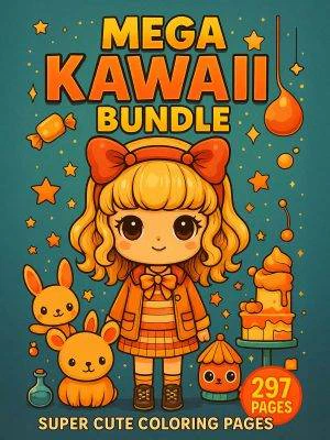 Mega Kawaii Bundle – 297 Super Cute Coloring Pages