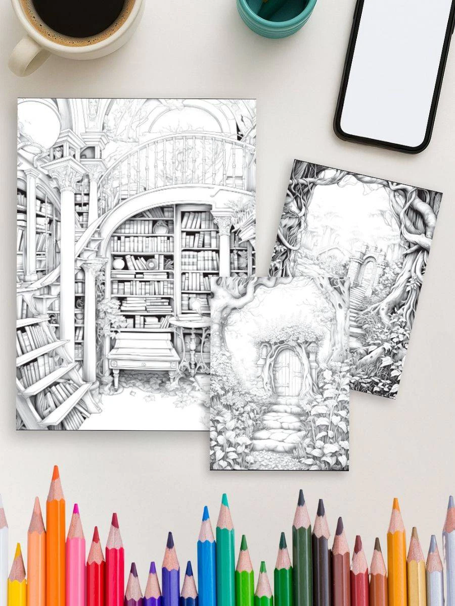 Gateways to Enchantment – 200 Fairy Portal Coloring Pages - Image 3