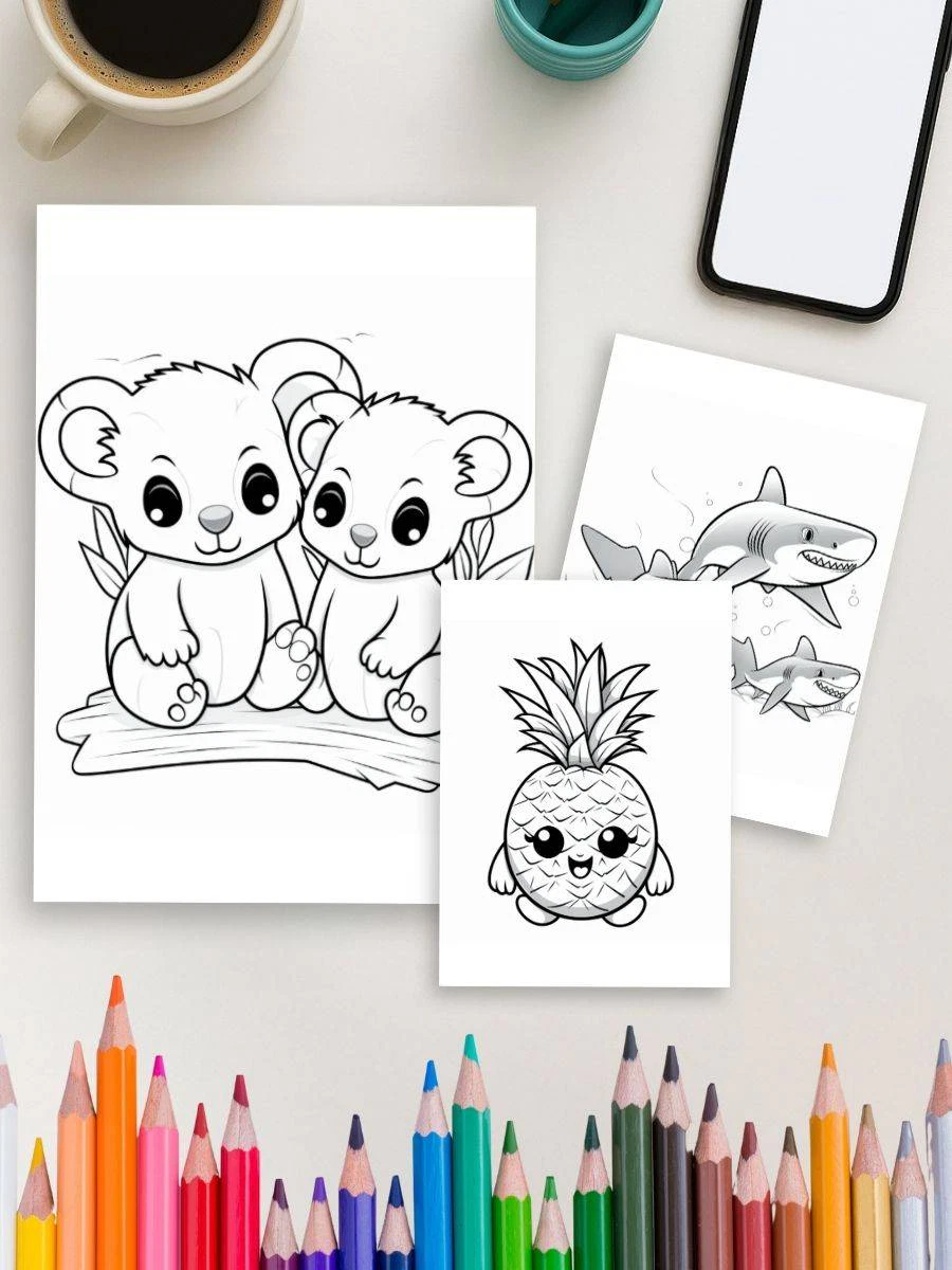 Animal & Snack Time – 184 Animals & Fruits Coloring Pages for Kids - Image 3