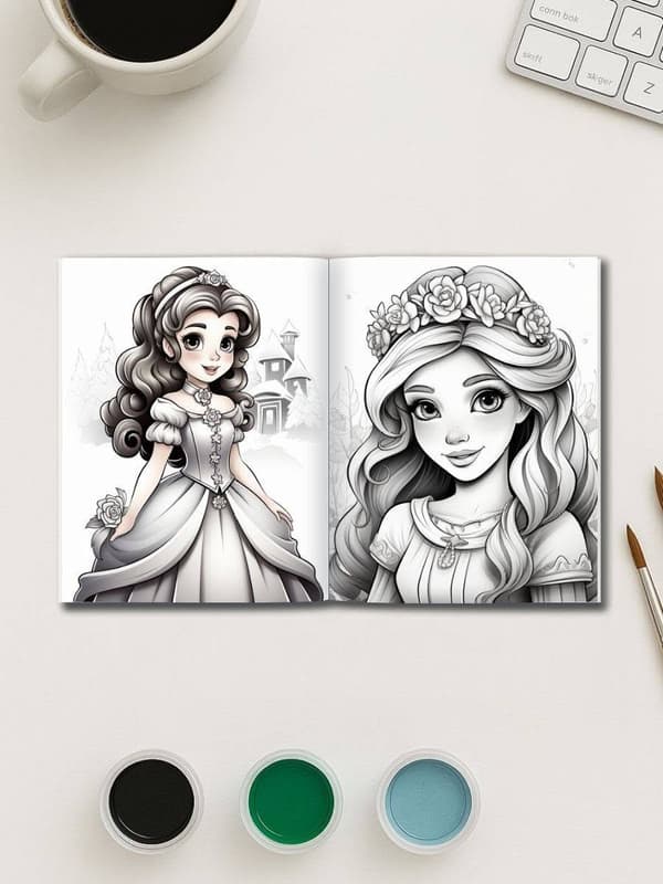 Princess Moments – 120 Elegant Adult Coloring Pages - Image 3