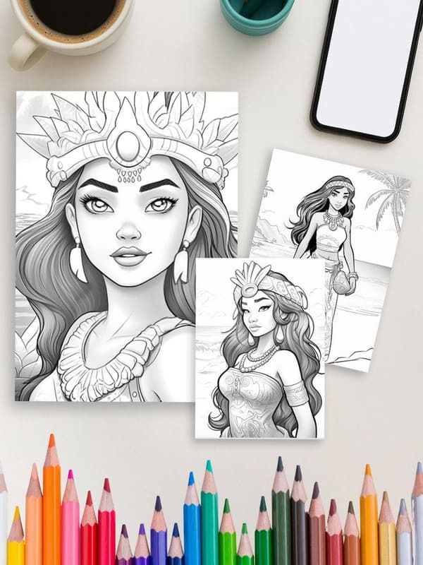 Island Royalty – 45 Polynesian Princess Coloring Pages - Image 4