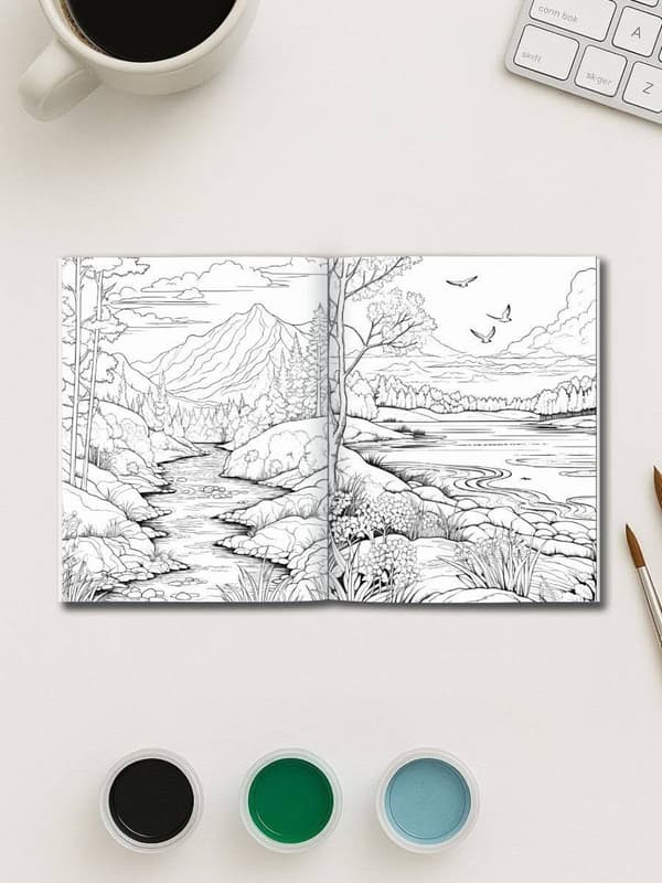 Nature Escapes – 50 Scenic Landscape Coloring Pages - Image 3