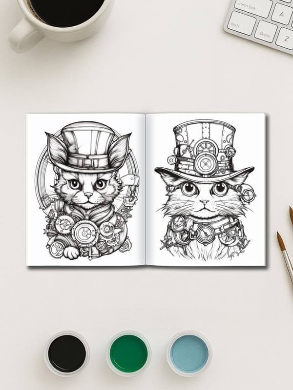Steampunk Cats – 50 Steampunk-Themed Cat Pages - Image 3