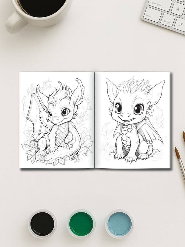 Fire & Flight – 50 Dragon Coloring Pages - Image 2