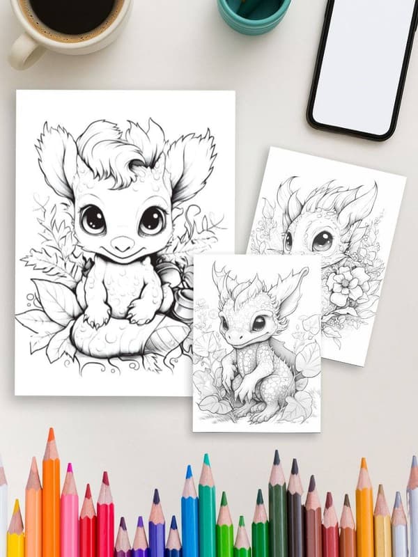 Fire & Flight – 50 Dragon Coloring Pages - Image 3
