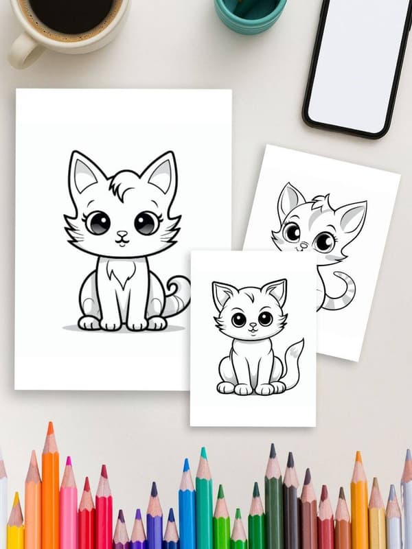 Kitten's Adventures - 21 Cat Coloring Pages - Image 3