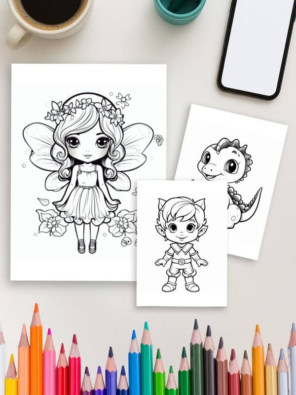 Mermaid Tales & Mythical Friends – 70 Fantasy Story Coloring Pages - Image 3