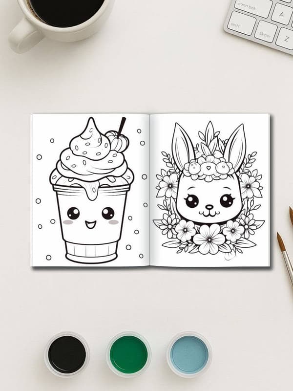 Kawaii Cuties – 130 Adorable Everyday Object Coloring Pages - Image 2